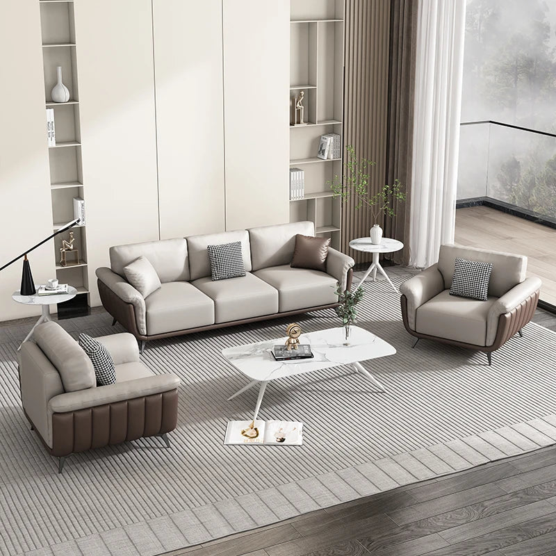 Luxury Office Sofa with Coffee Table Set Office Room Furniture Synthetic Leather Sofa Modular Modern