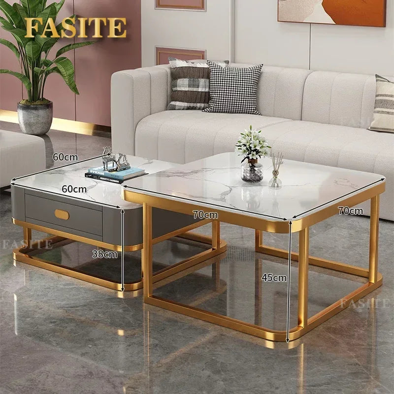 Glass Luxury Coffee Tables Bedside Centre Center Coffee Tables Gold Combination Nordic Basse De Salon Living Room Furniture