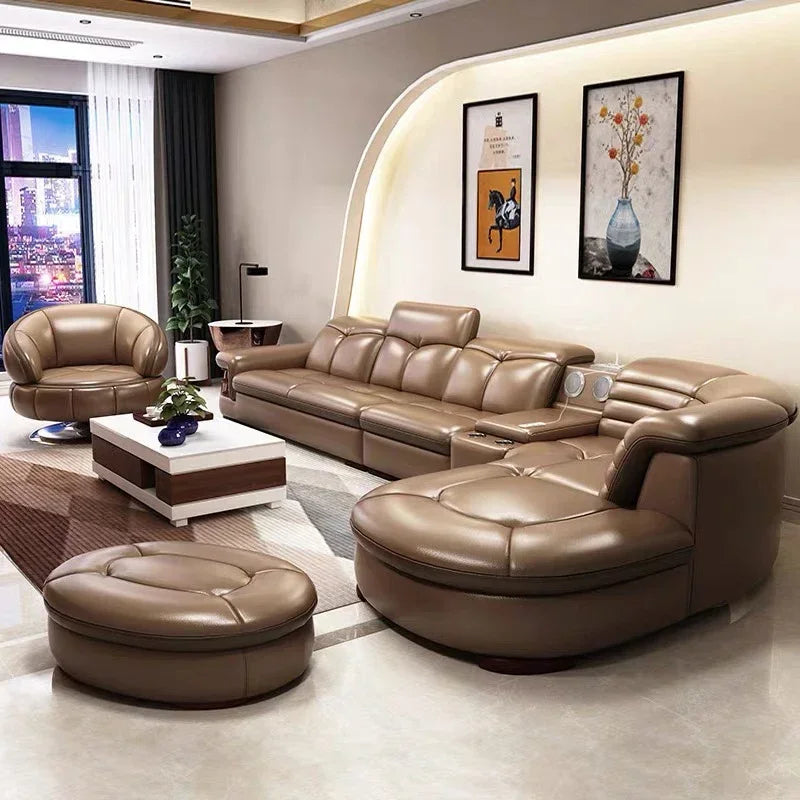 Contemporary Modern Leather Living Room Sectional Sofas Set 7 Seater Corner L Shaped Sofa Couch Bed Longue Indoor Furniture