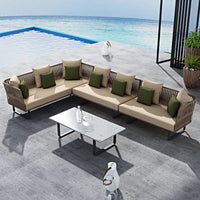Outdoor Sofa Sunscreen Waterproof Courtyard Terrace Balcony Leisure Rattan Chair Sofa Double Card Seat Rattan Sofa Furniture