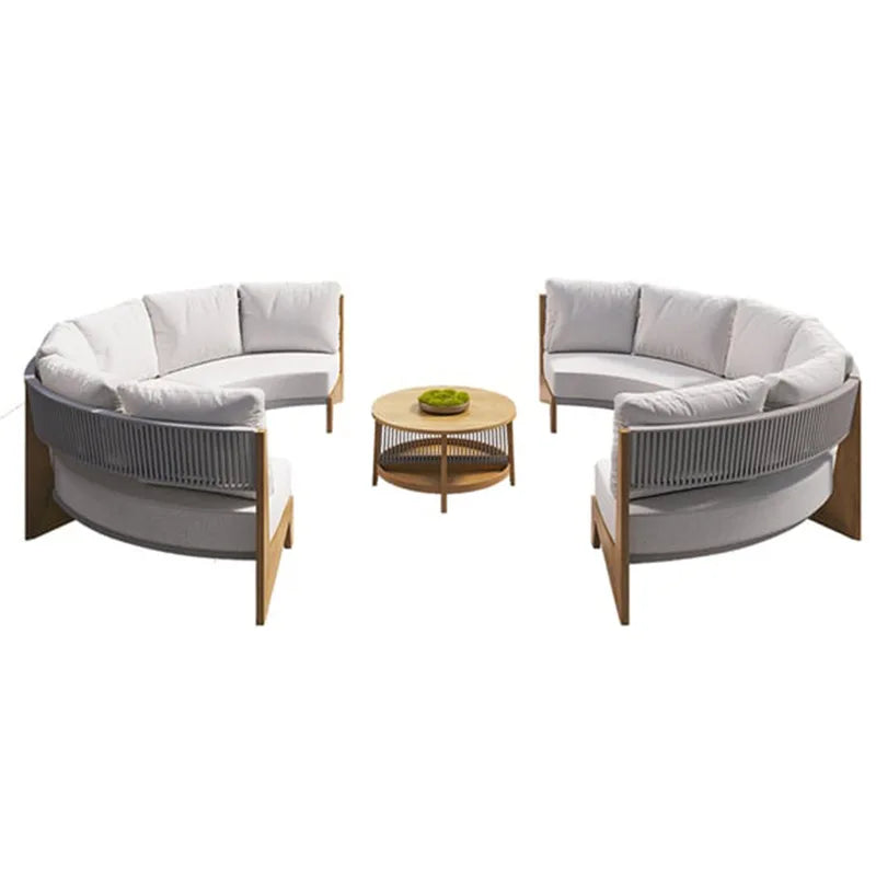 Outdoor garden balcony teak sofa outdoor leisure villa garden courtyard waterproof sunscreen solid wood furniture combination