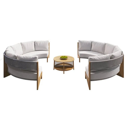 Outdoor garden balcony teak sofa outdoor leisure villa garden courtyard waterproof sunscreen solid wood furniture combination