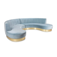 Ensemble de canapé moderne incurvé demi-lune en forme de U, meubles ronds de salon en tissu rond en forme de C, pied doré en acier inoxydable