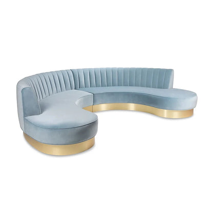 Ensemble de canapé moderne incurvé demi-lune en forme de U, meubles ronds de salon en tissu rond en forme de C, pied doré en acier inoxydable