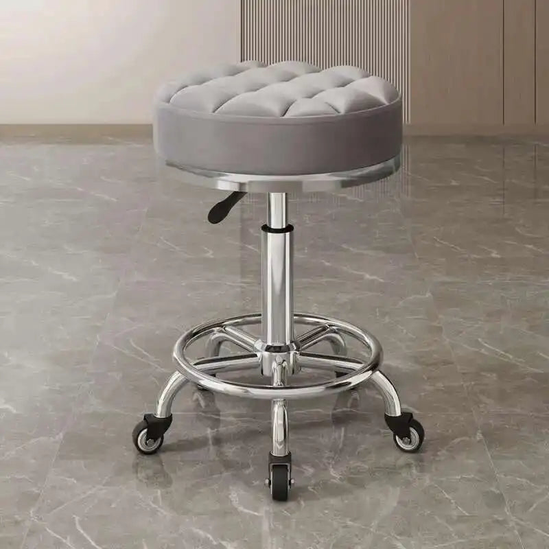 Barber Nail Salon Chair Swivel Wheels Rotating Salon Hair Stylist Barbershop Equipment Furniture Professional Rolling Silla