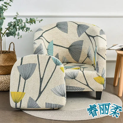 Stretch Club Chair Slipcover 2 Piece Printed Tub Chair Slipcover Stretch Armchair Cover Single Sofa Cover Furniture Protector