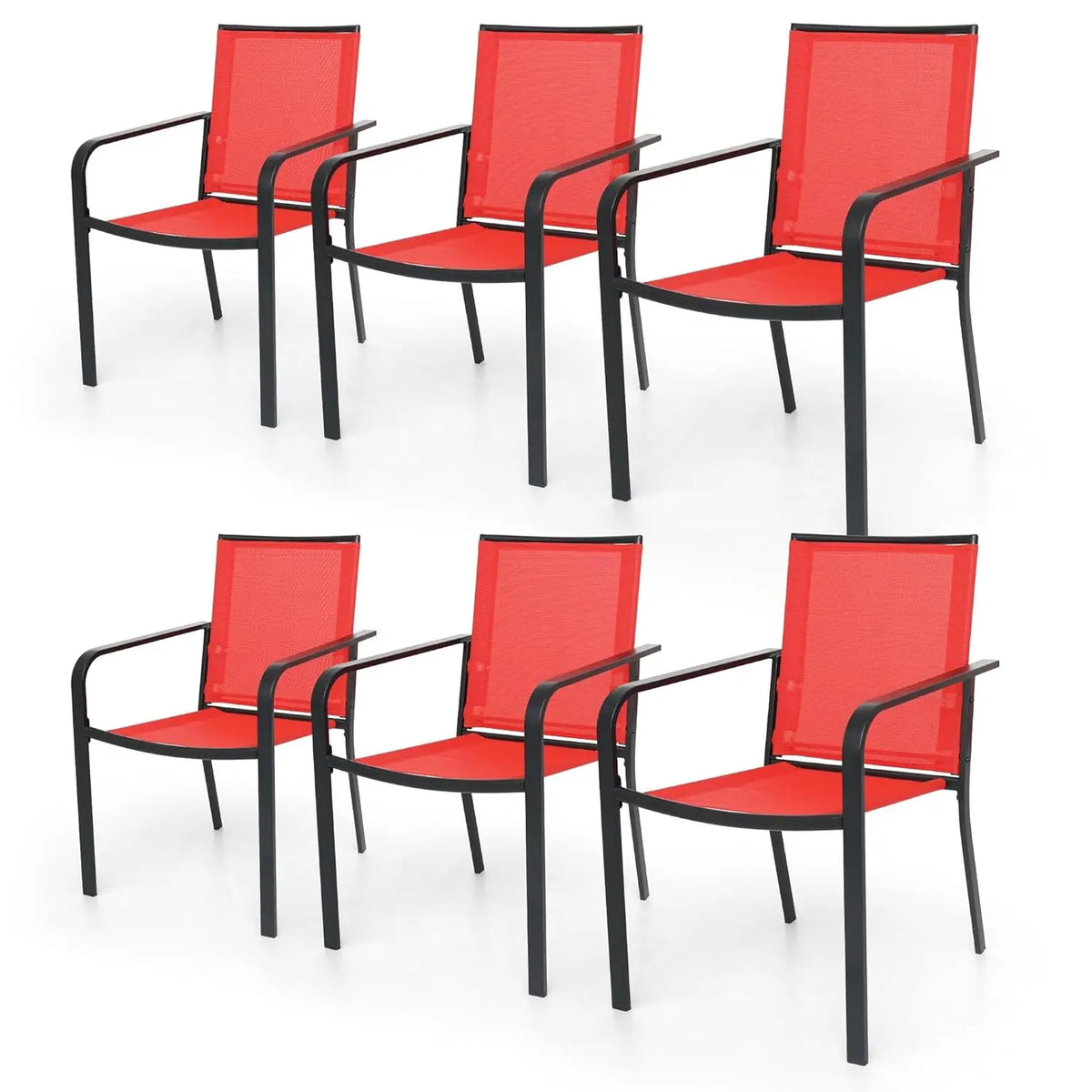 Patio Dining Chairs Set of 6, Outdoor Stackable Dining Furniture Set, All Weather Dining Set for Lawn, Garden, Backyard, Poolsid