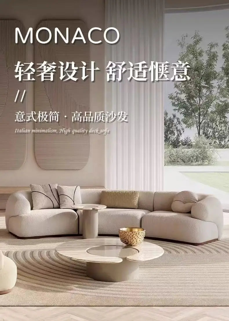 A38 Living room Italian minimalist light luxury fabric sofa cream style special-shaped, soft decoration, exhibition hall sofa gr