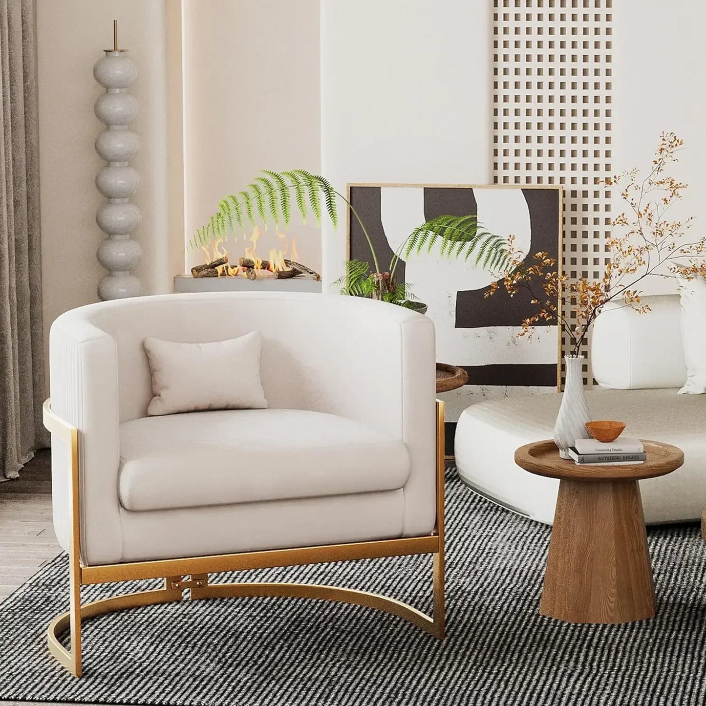 v Living Room Chair, Modern Gray Velvet Bucket Shaped Special Chair, Soft Padded Armchair, Bedroom Single Person Sofa