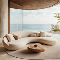 Curved Garden Furniture Living Room Wooden Sofa Sets Solid Wood Patio Sofa