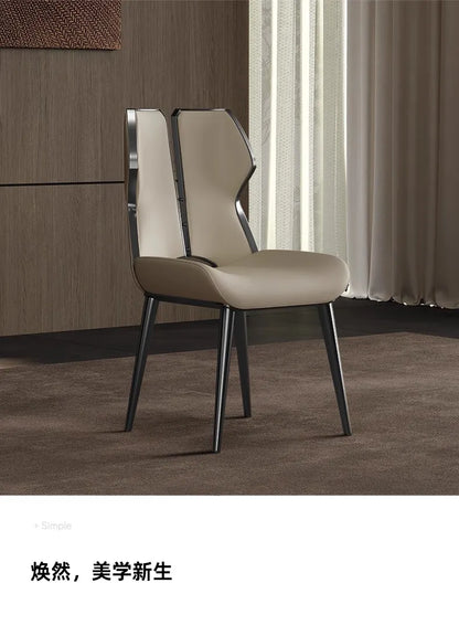 Light Luxury Stainless Steel Dining Chairs Relaxing Home Modern Simple Kitchen Relax Chairs Backrest Leather Aesthetic Furniture