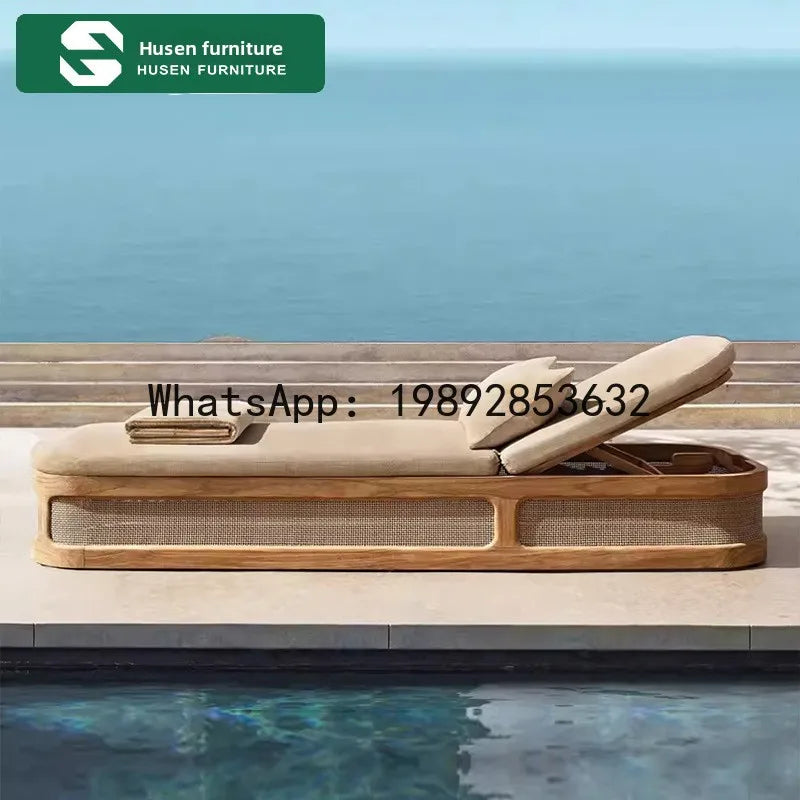 YFY Outdoor Recliner Villa Courtyard Waterproof Sunproof Hotel Resort Pool Outdoor Terrace Anti-corrosion Wood Reclining Bed