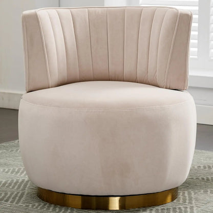 Swivel Barrel Chair, Black Velvet Modern Accent Chair, Round Upholstered Comfy Side Chair, Sherpa Chair With Gold Base For Nurse