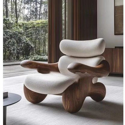 New medieval solid wood single sofa chair original art model room club exhibition hall leisure chair