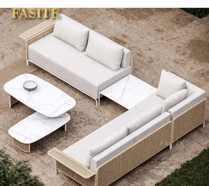 Outdoor Sofa Rattan Courtyard Garden Waterproof and Sunscreen Villa Sofa Simple Combination Rattan Furniture
