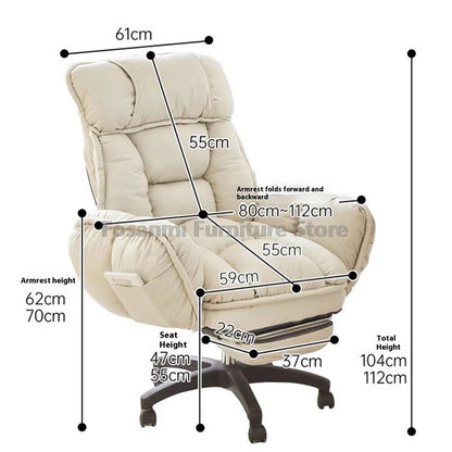 Comfort Soft Desk Chair with Adjustable Armrests Home Office Ergonomic Wide Seat Computer Chairs High-Back Gaming Recliner Chair