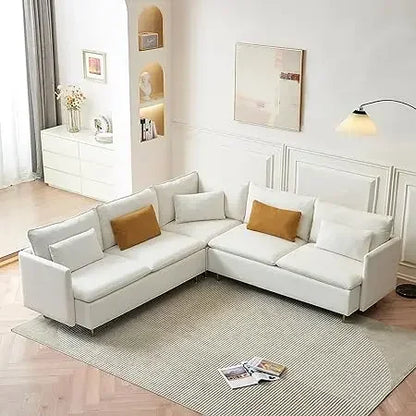 #For L-Shaped Modular Sectional Sofa, 3-Seater Comfy Cloud Couch with Ottoman/Chaise & 5 Pillows for Living Room Bedroom&