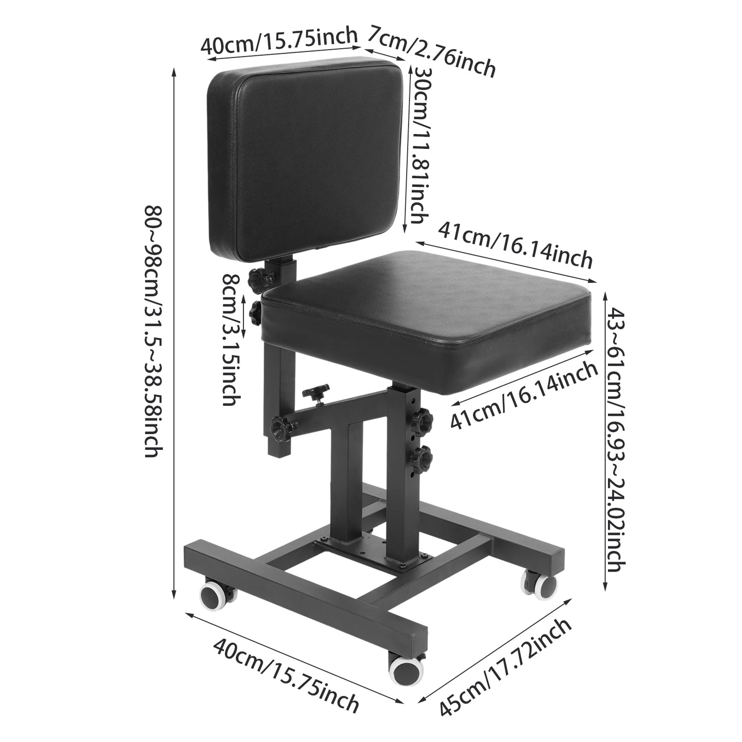 Multifunctional Chair with Armrest, 80-98cm Adjustable Tattoo Salon Chairs Steel Frame Lift Tattoo Bench For Tattoo Artist