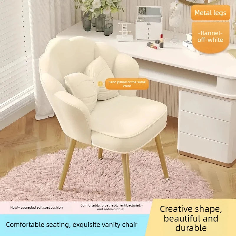 Rotating Makeup Stool for Girls Soft Comfortable Backrest Vanity Chair with Petal Design Home Dressing Table Stool Vanity Chairs