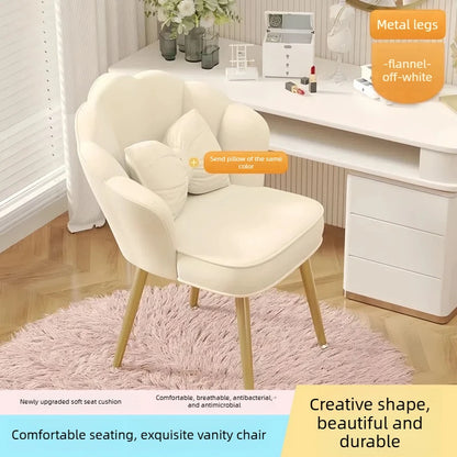 Rotating Makeup Stool for Girls Soft Comfortable Backrest Vanity Chair with Petal Design Home Dressing Table Stool Vanity Chairs