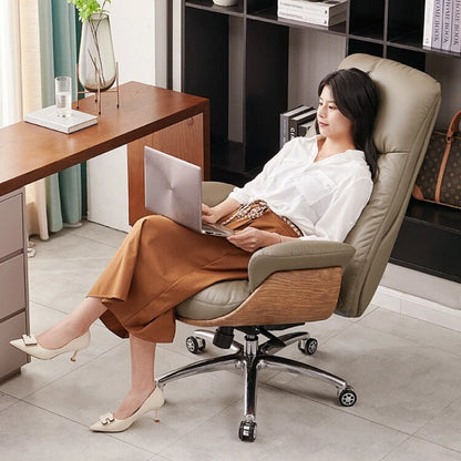 Leather Adjustable Office Chair Back Support Design Comfy Ergonomic Office Chair Recline Massage Cadeiras Home Furniture