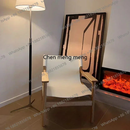 A178  High-end Leather Chair, Danish Leisure Single Back Chair, Solid Wood Saddle Leather Armchair, Home Balcony Leisure Chair