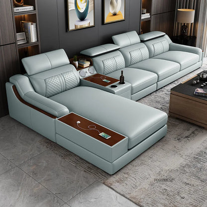 Italian Light Luxury Living Room Sofas Combination Nordic Double Sofas for Living Room Home Furniture Designer Leather Back Sofa