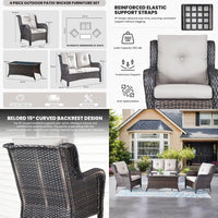 outdoor patio furniture set: 4-piece wicker loveseat, sofa, and chairs with coffee table