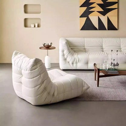 Leather lazy sofa Nordic single bedroom togo caterpillar balcony sofa chair casual leather art floor sofa