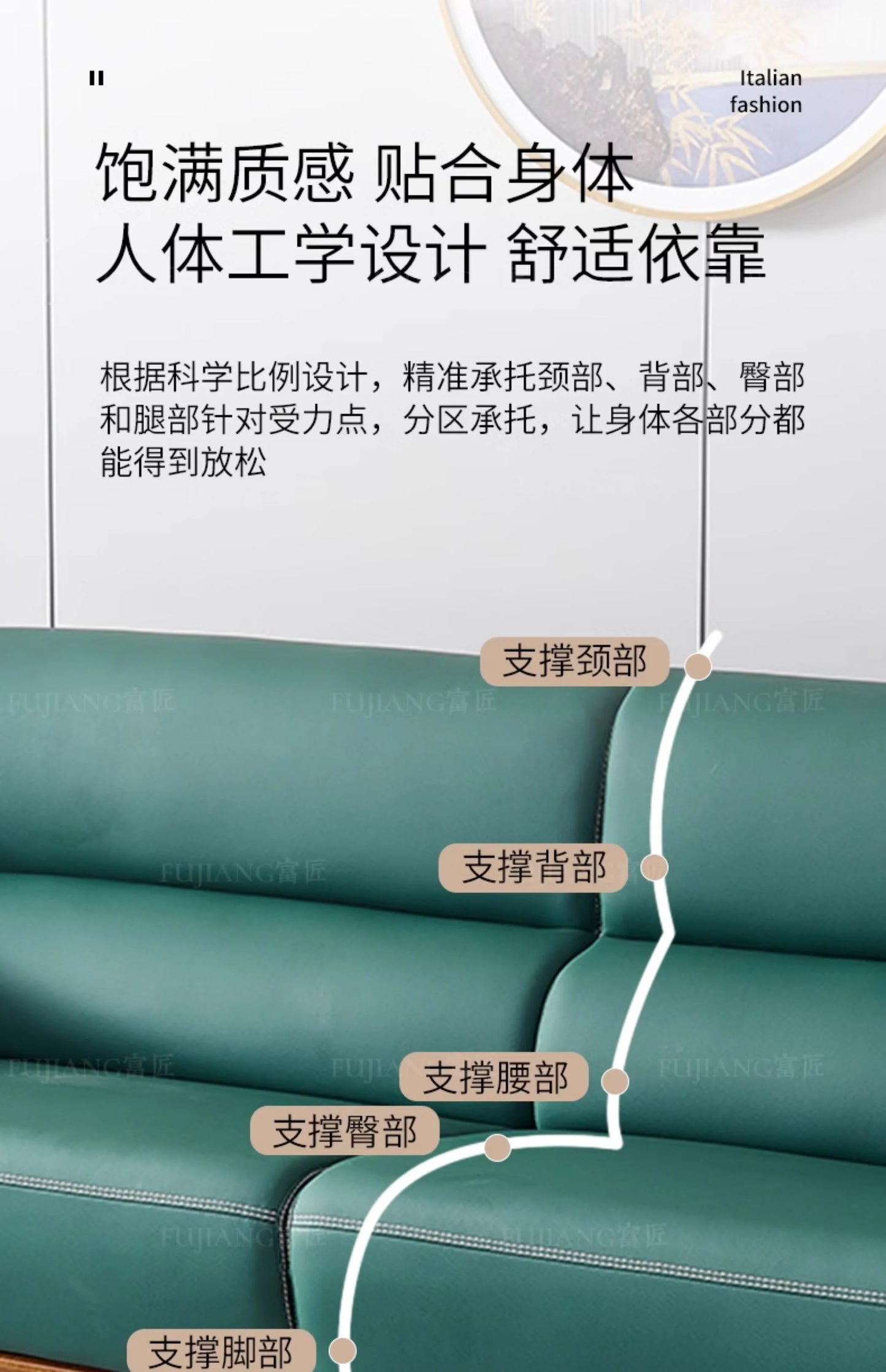 New Chinese-style thick leather sofa with solid wood 123 living room combination large apartment villa furniture  FT