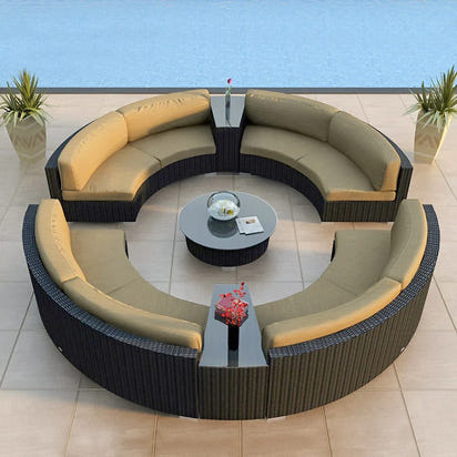Living Room Combination Garden Sofas Courtyard Simple Lawn Coffee Table Garden Backrest Pe Rattan Furniture Sofá Jardín MHHYSF