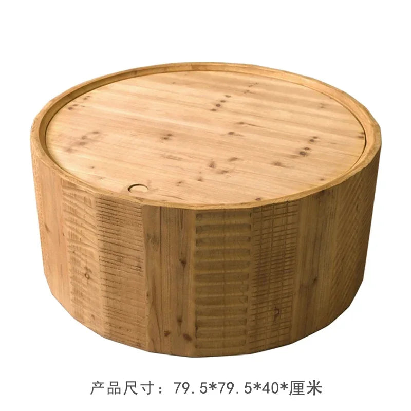 Y Solid wood small coffee table storage living room sofa  mobile side table retro Nordic creative log