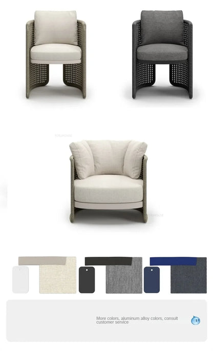 Retro Rattan Outdoor Sofas Luxury Garden Furniture Leisure Home Balcony Patio Set Rainproof and Sunproof Nordic Rope Sofa Chair