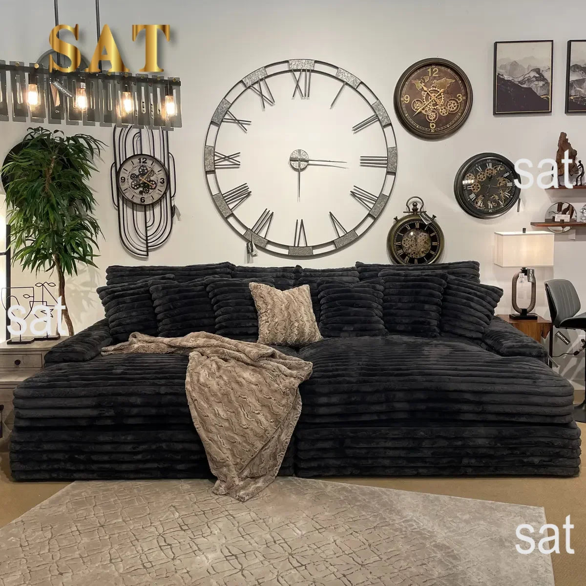 Hot Sales Thick Striped Corduroy Modular Sofa Set Furniture