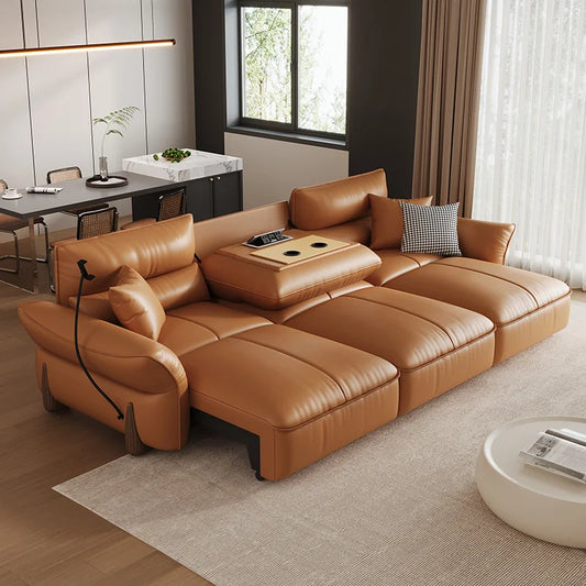 Relaxing Genuine Leather Sofa Living Room Electric Reclining Italian Sofa Lounge Luxury Divano Soggiorno Furniture Home