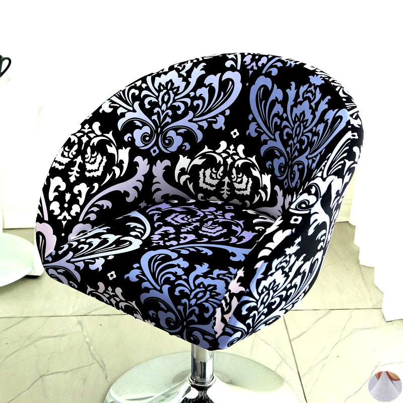 Universal Curved Chair Cover Short Back Printed Arc Armchair Covers Dining Chair Covers Home Spandex Elastic Dustproof Cover