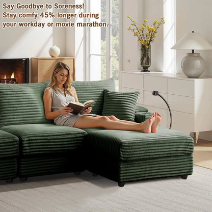 104.3" Modular Sectional Sofa, L-Shaped Couches For Living Room, Comfy Cloud Couch With Ottoman, Convertible 4 Seats Deep Seat S