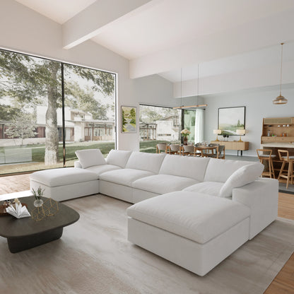 Living room inventory washable modern U-shaped 4-seat family white cloud modular combination sofa set