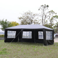10 x 20 ft Outdoor Party Tent with 6 Removable Sidewalls Waterproof Canopy Patio Wedding Gazebo Heavy Duty Iron Frame Black