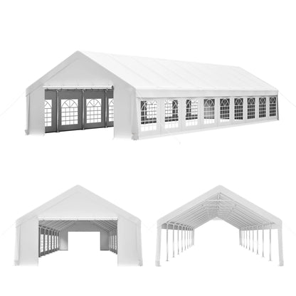 20x60FT Large Outdoor Event Tent Heavy Duty White Party Canopy Double Doors 18 PVC Windows Waterproof Steel Frame For Banquet Wedding Market