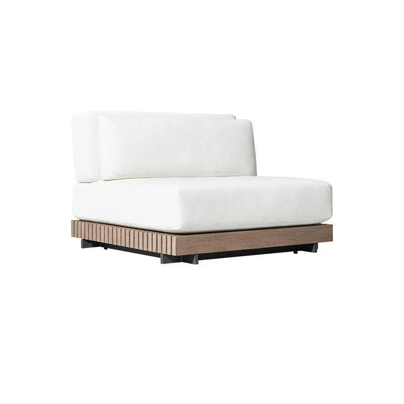 Outdoor Garden Villa Waterproof Teak Aluminum Sofa Sunbed and Coffee Table Combination Furniture