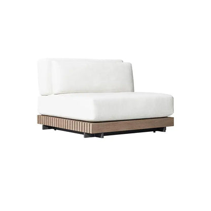 Outdoor Garden Villa Waterproof Teak Aluminum Sofa Sunbed and Coffee Table Combination Furniture