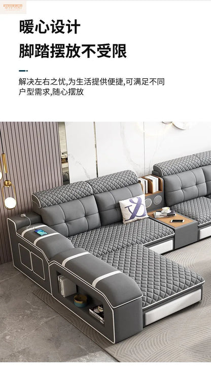 Modern leave-in multi-functional sofa, simple size, detachable and washable fabric sofa combination U-shaped sofa living room