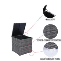 8-Piece Patio Sectional Wicker Rattan Outdoor Sofa Set with Storage Box and Cushion Box, Grey Wicker, Black Cushions, Clear