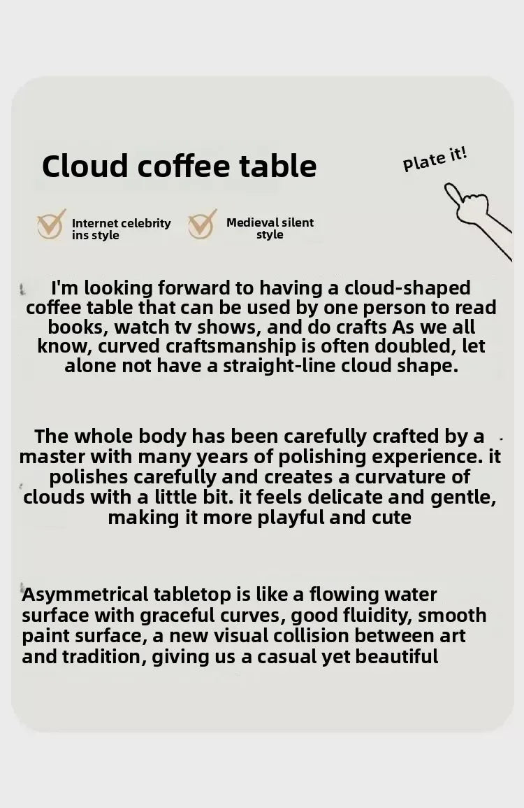 Clouds Tea Table House Lonely Wind Nordic Home Living Room Small Apartment Shaped Cream Simple Modern Tea Coffee Table Furniture
