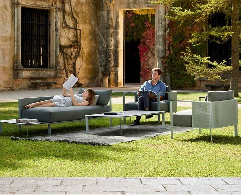 Outdoor stainless steel sofa Hotel sales office Terrace Dining table and chairs