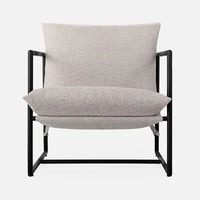 Aidan Sling Accent Chair / Metal Framed Armchair with Shredded Foam Cushioning, Oatmeal Chairs Living Room