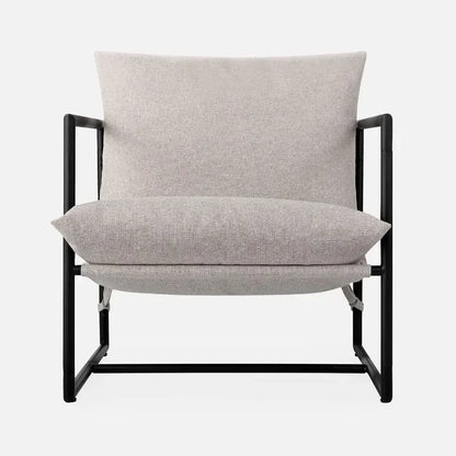 Aidan Sling Accent Chair / Metal Framed Armchair with Shredded Foam Cushioning, Oatmeal Chairs Living Room