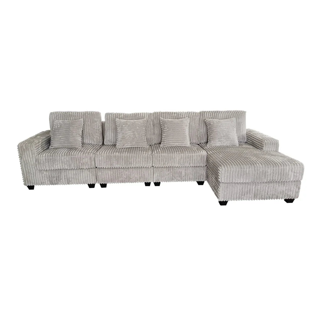 Living room sofa with U-shaped corduroy combination corner