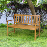 2 Persons Outdoor Acacia Wood Bench Patio Porch Loveseat Garden Seat Furniture